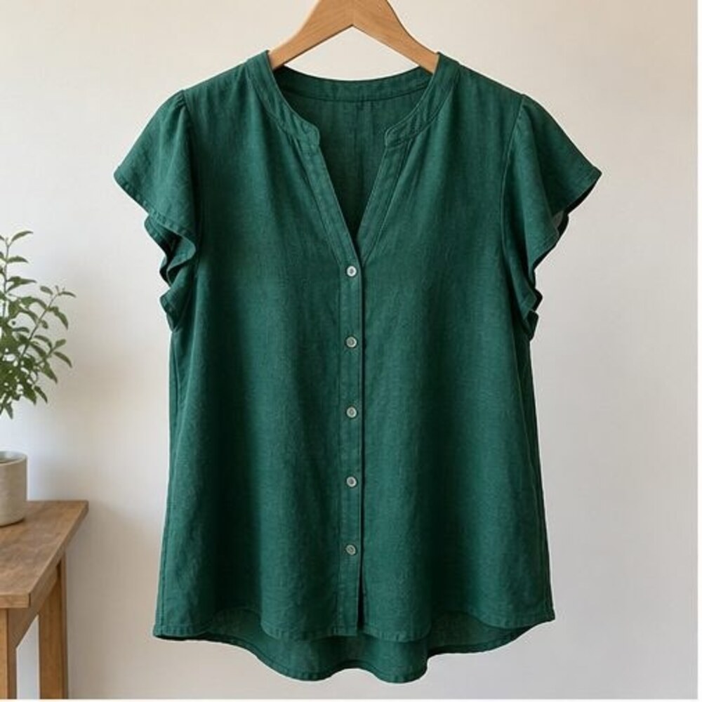 Emerald Button Blouse